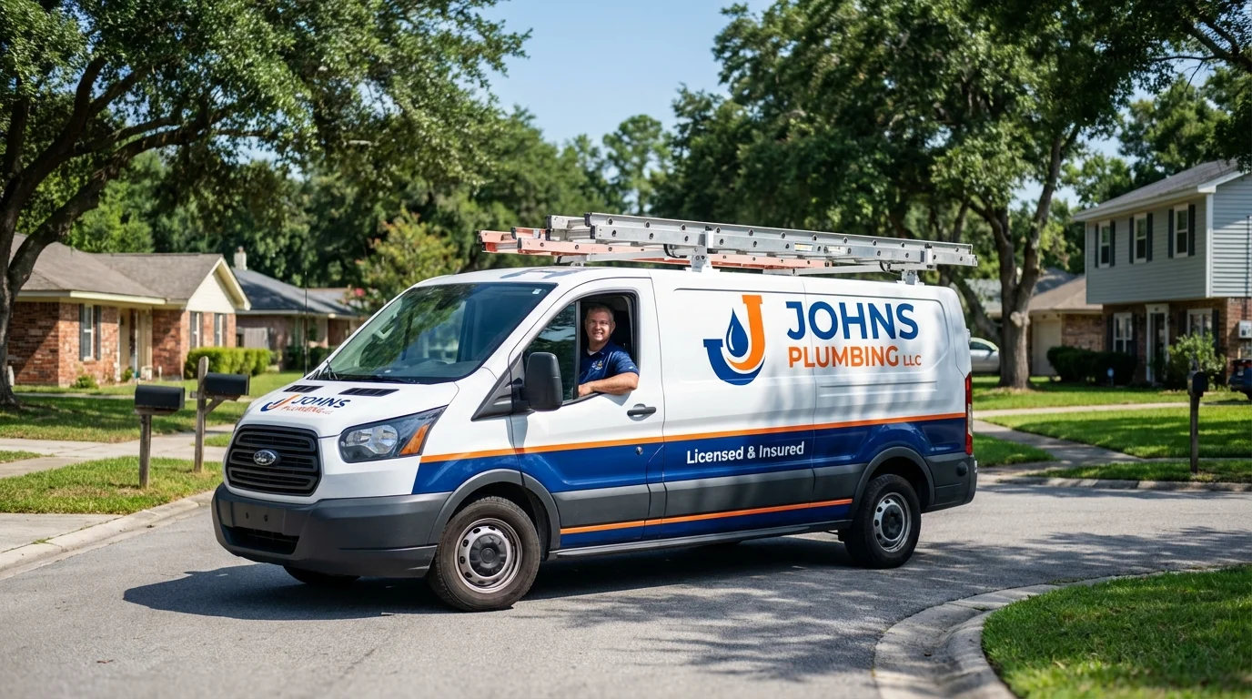 Johns Plumbing LLC service van in Bryn Mawr, PA