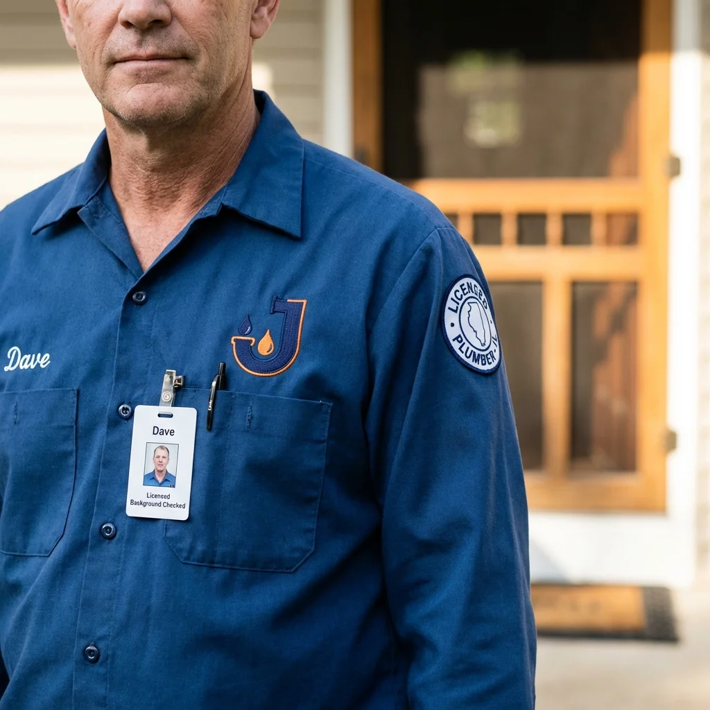 Licensed plumber showing ID badge in Bryn Mawr, PA