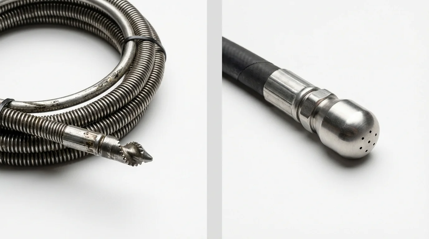 Drain snake cable and hydro jetting nozzle used for drain cleaning in Bryn Mawr, PA